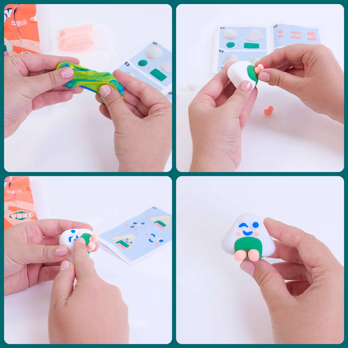Mini kit pâte auto-durcissante Yuki onigiri OMY pour enfant, détail du contenu