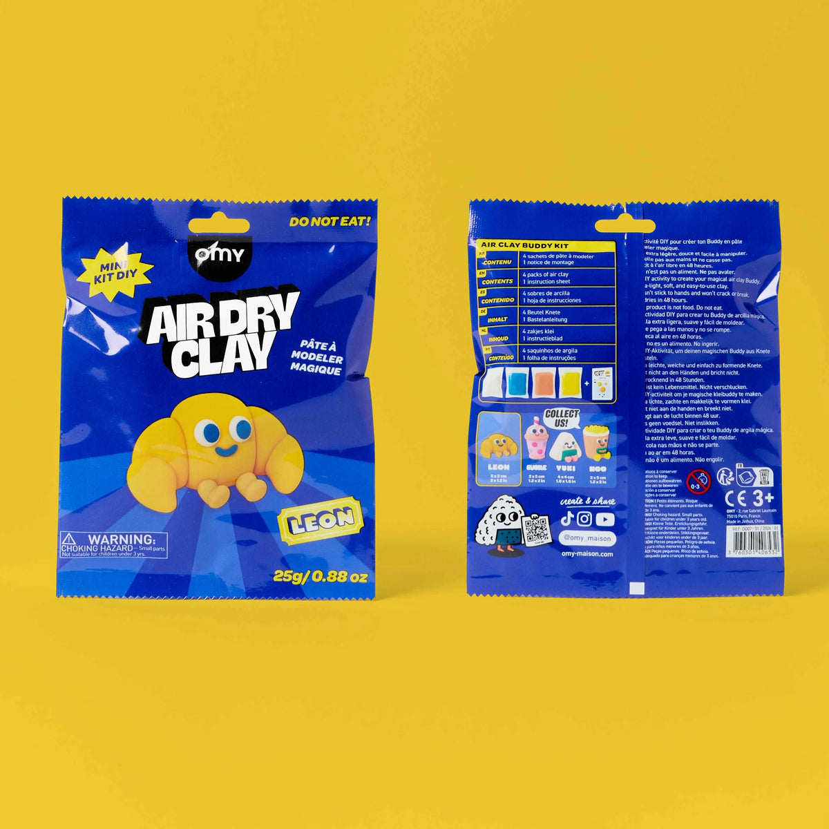 Mini kit pâte auto-durcissante Leon croissant OMY pour enfant, mise en situation