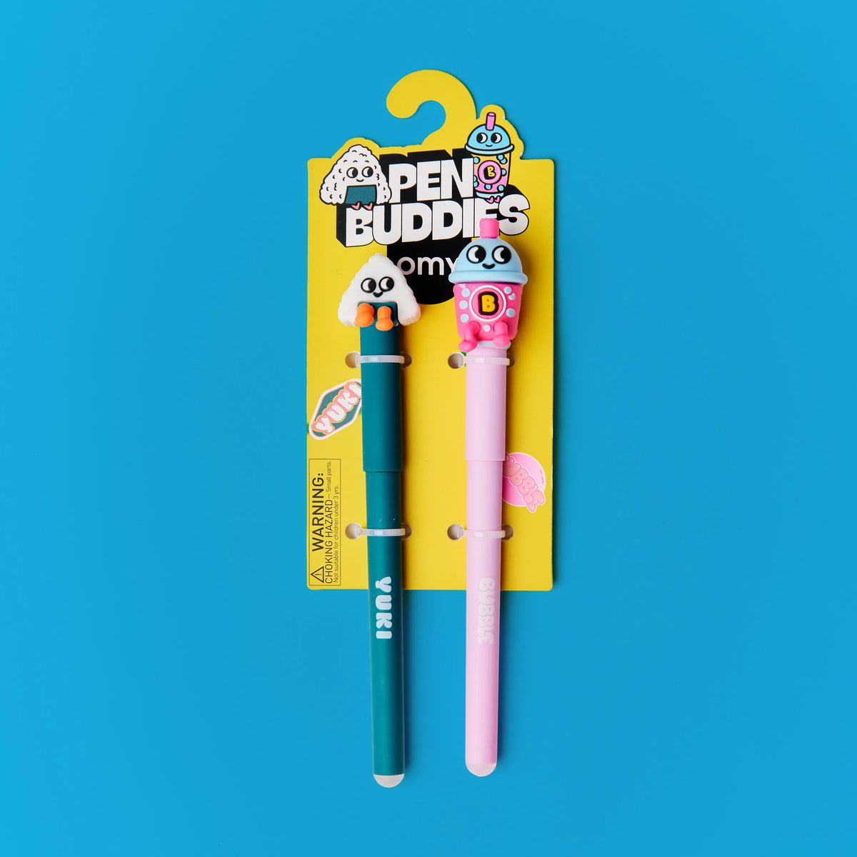 Duo de stylos effaçables Pen Buddies Yuki et Bubble OMY, vue d'ensemble