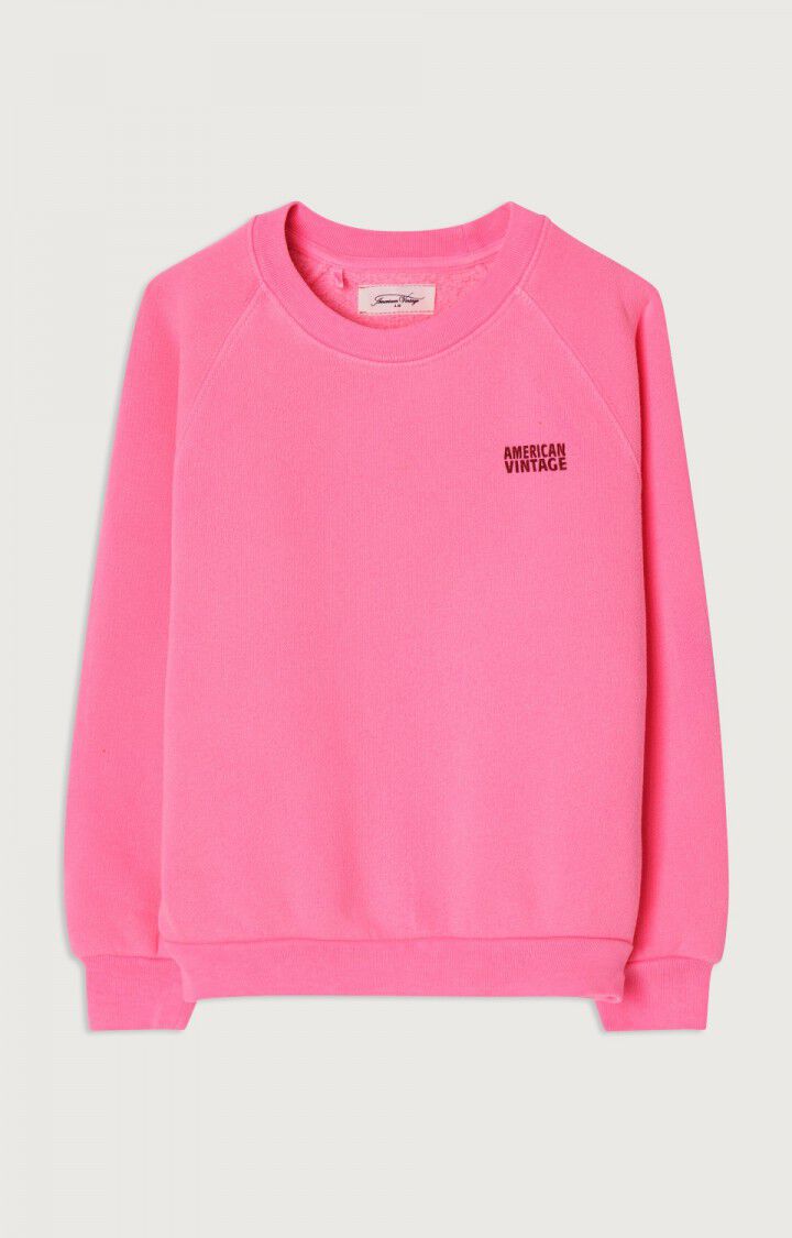 Sweat Ml Col Rond Rose Fluo