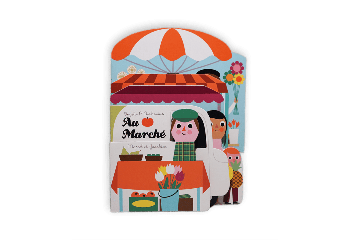 Imagier bébé tout-carton Au Marché de Ingela P Arrhenius, Marcel &amp; Joachim : le marché et ses couleurs