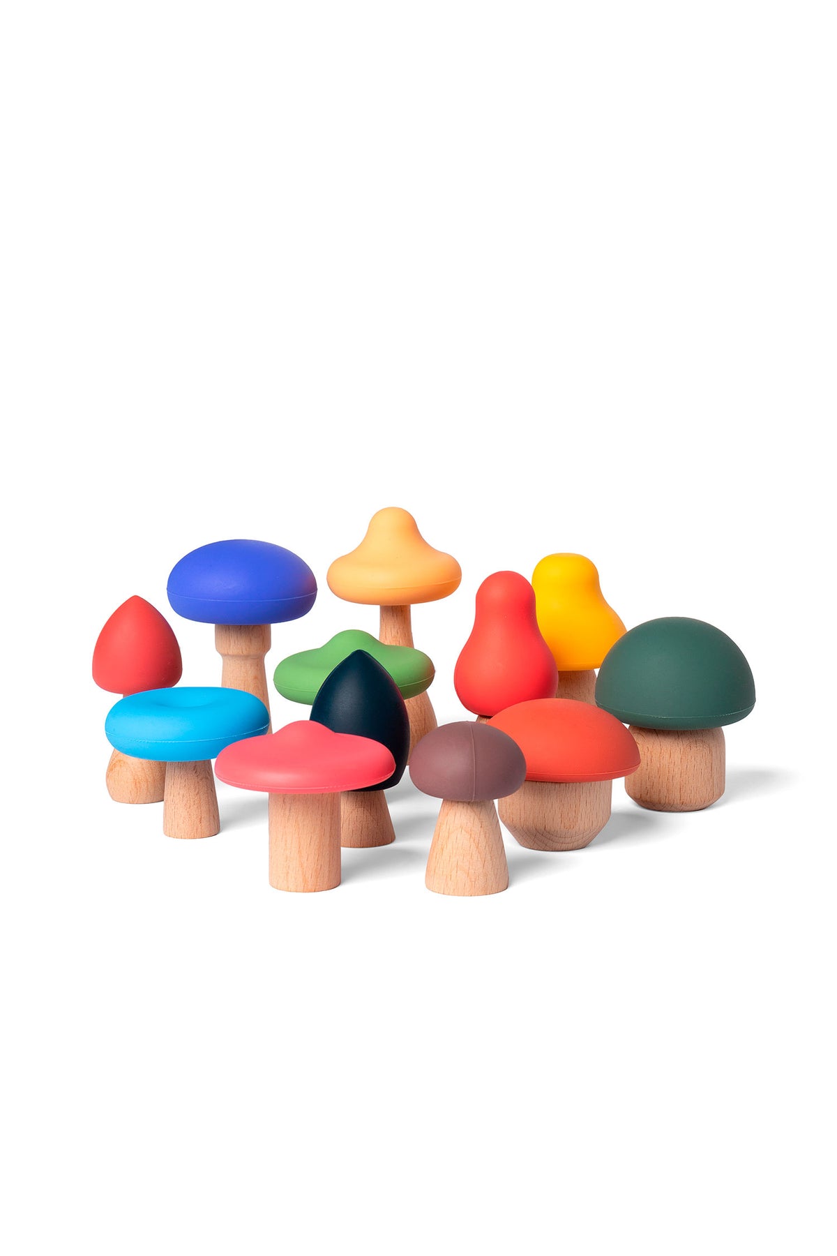 Champignons multicolores en silicone pour enfant Little L Mushrooms Full Color, chapeaux rouge, bleu, vert et jaune
