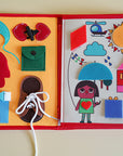 Mon livre d’apprentissages Montessori, livre d'activités en feutrine Marcel & Joachim : des lacets à l'alphabet