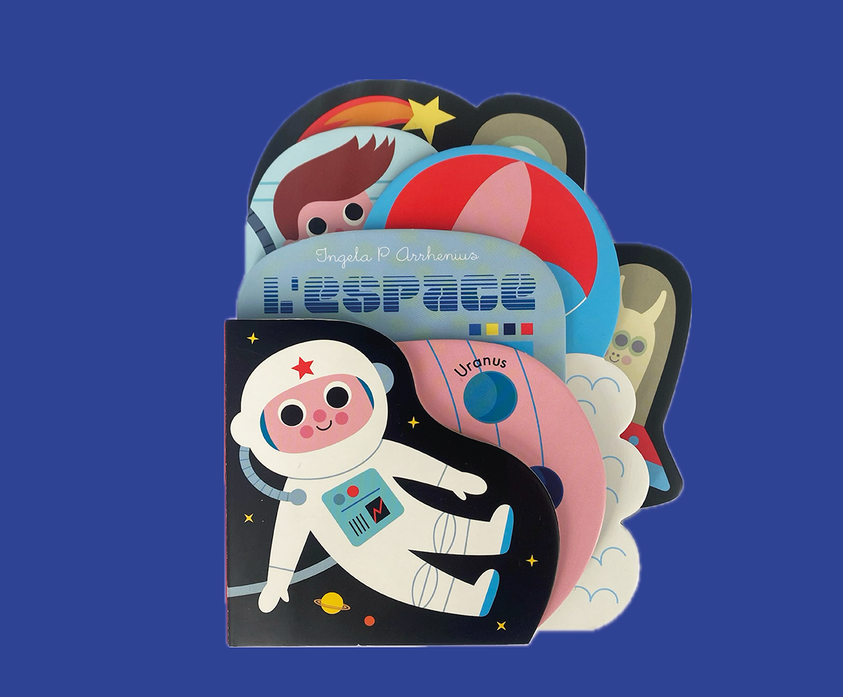 Imagier bébé tout-carton L’Espace de Ingela P Arrhenius, Marcel &amp; Joachim : fusée, planètes et étoiles