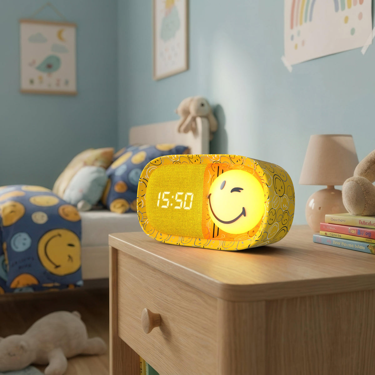 Réveil veilleuse jaune pour enfant Dreamy Clock Smiley World MOB, vue 5
