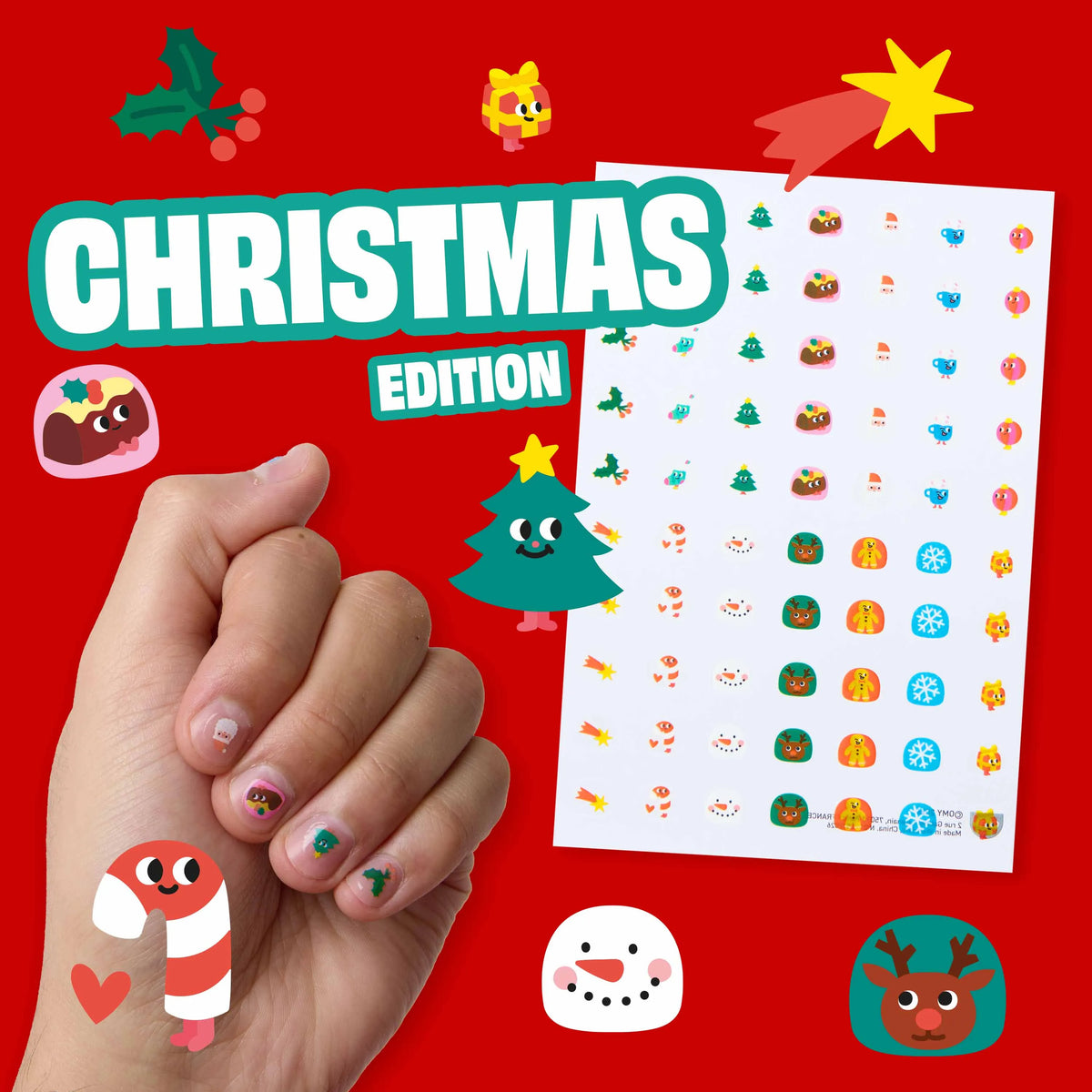 Stickers pour ongles de Noël Ho ho ho OMY, 140 motifs enfant, autre angle