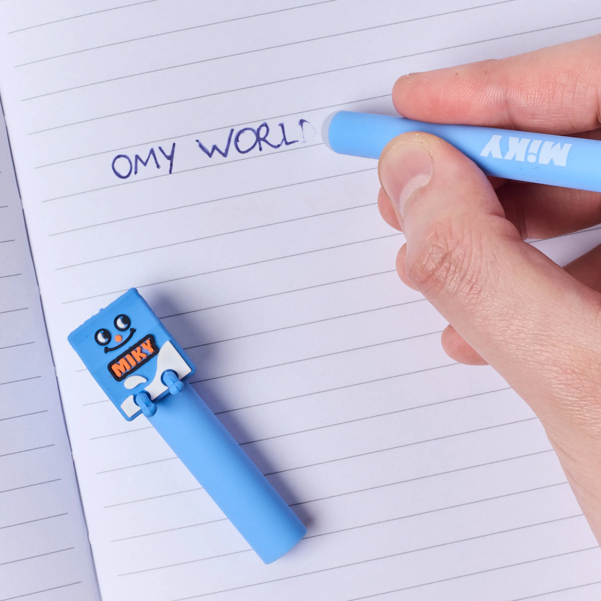Duo de stylos effaçables Pen Buddies Miky et Leon OMY, vue complémentaire