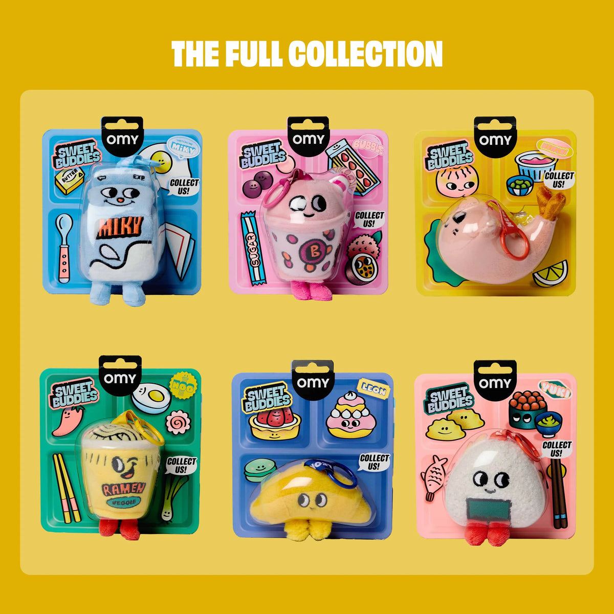 Collection complète des 6 mini peluches Sweet Buddies OMY, dont Léon