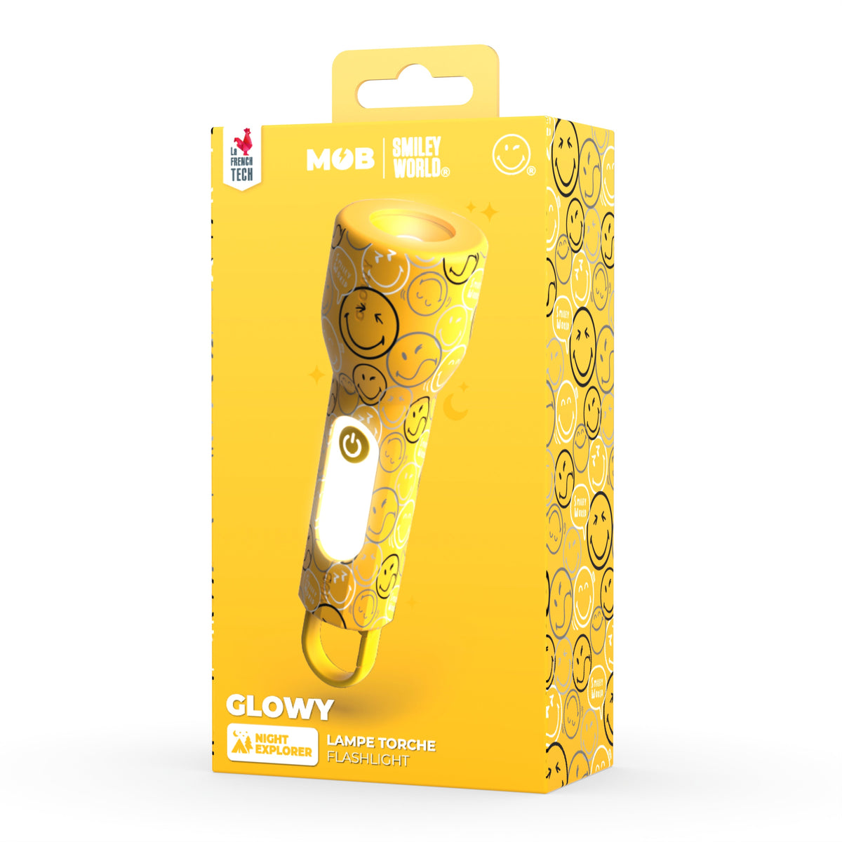 Lampe veilleuse Smiley Glowy Smiley Jaune pour enfant MOB, légère et robuste