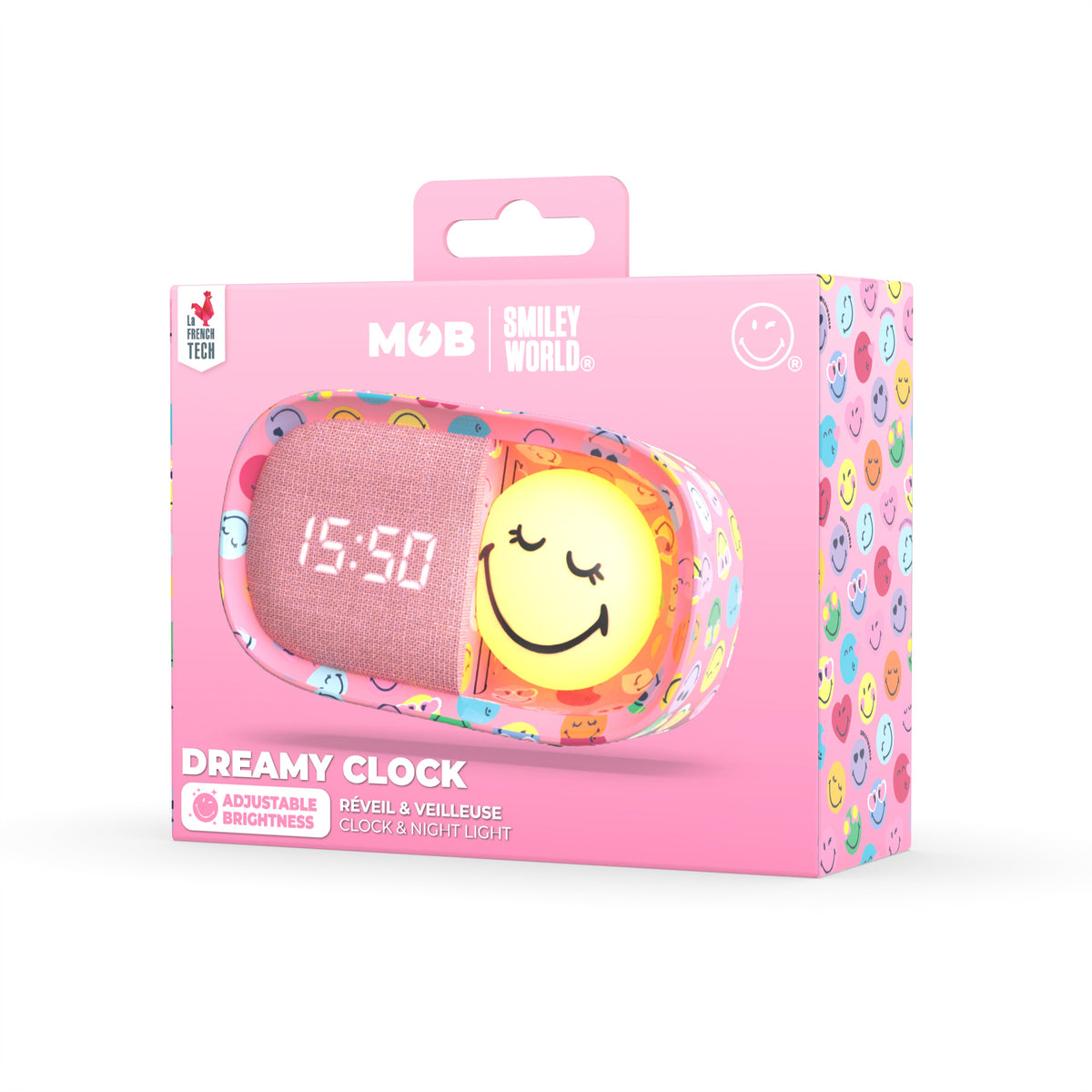 Réveil veilleuse rose pour enfant Dreamy Clock Smiley World MOB, vue 6
