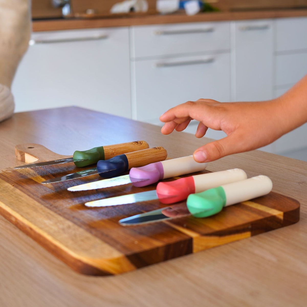 Couteau éducatif Genius Cut Bamboo - Olive Provence – grip ergonomique et ambidextre