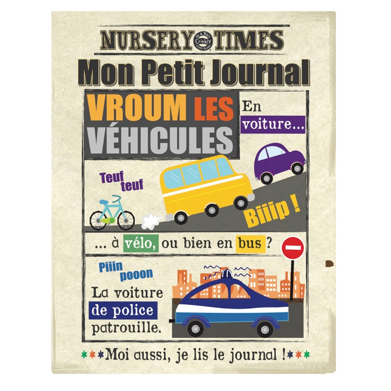 Crinkly Les Véhicules – livre tissu bébé Bayard Jeunesse