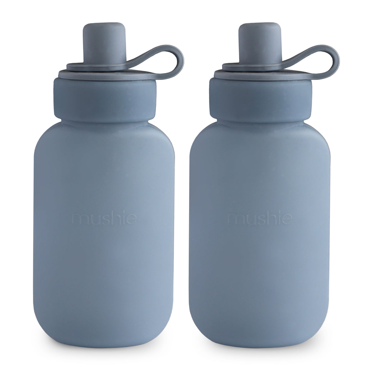 Lot de 2 gourdes de purée réutilisables Tradewinds bleu Mushie, coloris bleu Tradewinds
