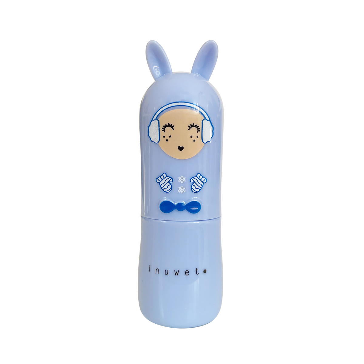 Baume à lèvres enfant bleu clair Inuwet Mountain Boy, parfum vanille-coco, collection Ski Club