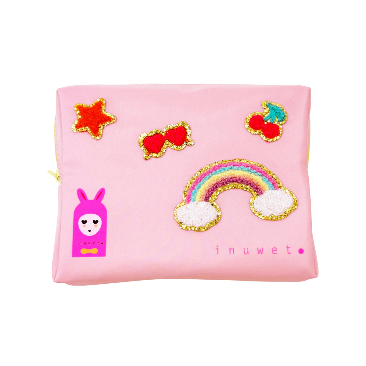 Trousse patch rose cerises Inuwet Merry Cherry pour fille, design pop et coloré