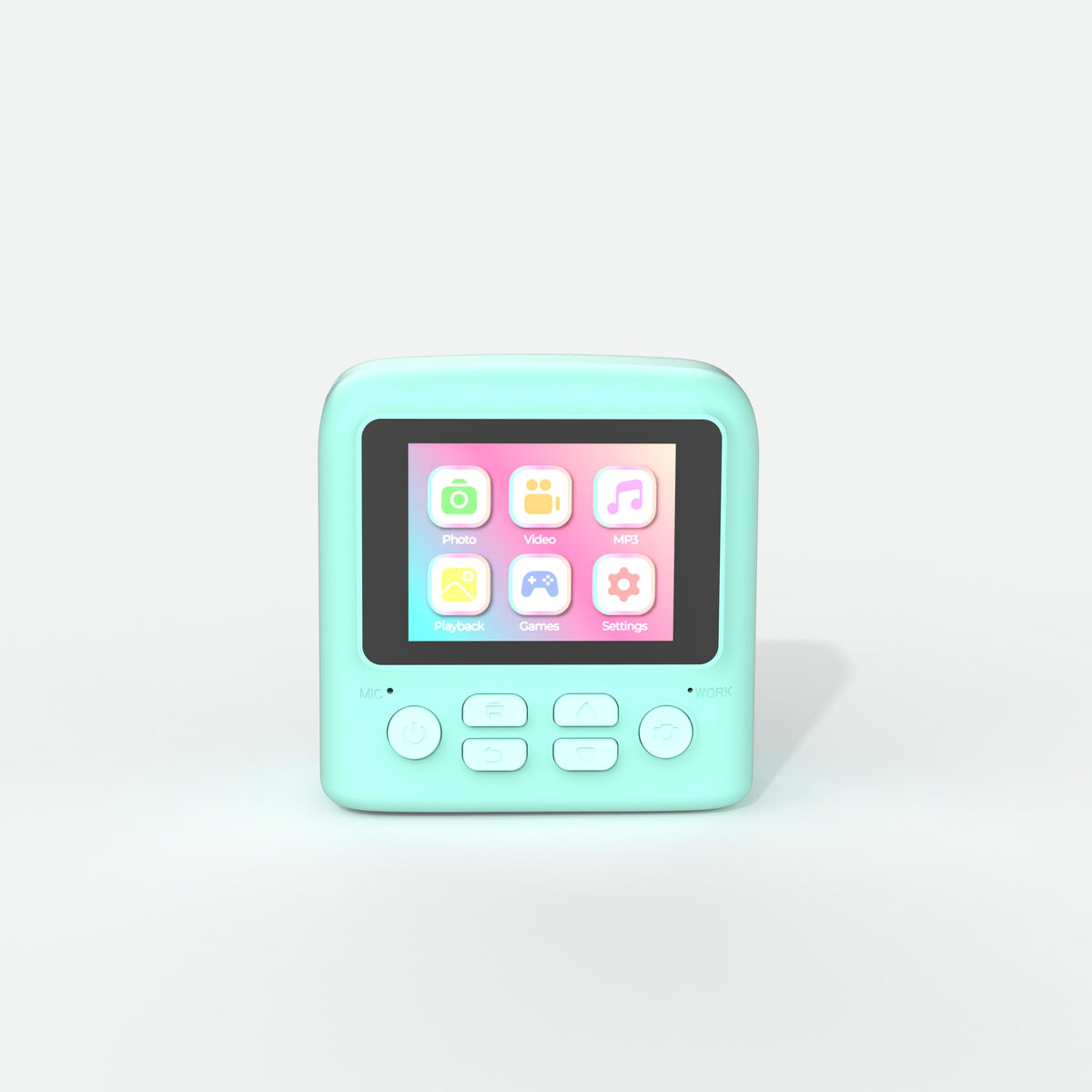 Pixiprint turquoise MOB, miroir avant pour selfies et 5 jeux intégrés