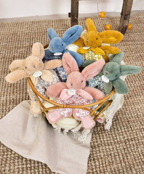 Doudou plat lapin rose Lapin DOUDOU – taille 18 cm