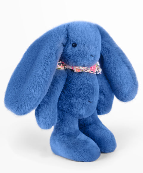 Peluche Lapin Fleurette bleu 25 cm – tout doux dès la naissance