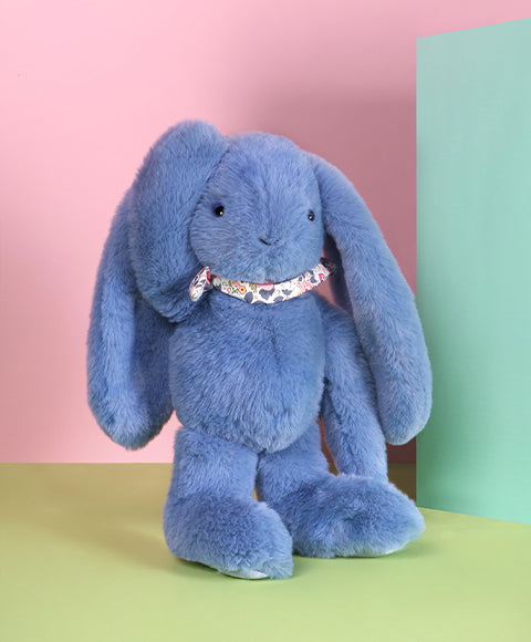 Peluche Lapin Fleurette bleu 35 cm – tout doux dès la naissance