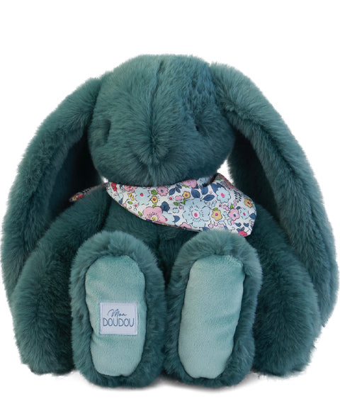 Peluche Lapin Fleurette eucalyptus 35 cm – idéal en cadeau de naissance