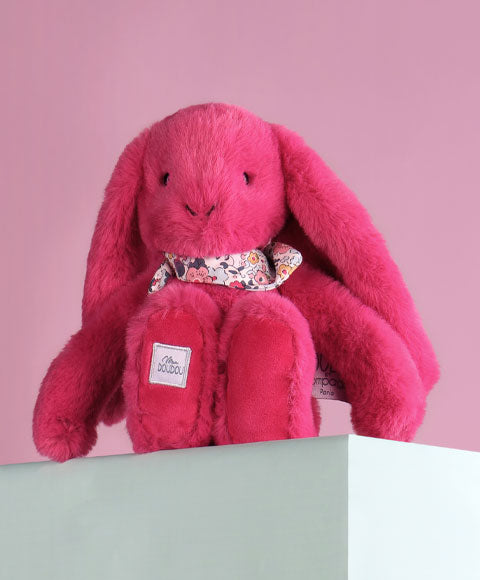 Peluche Lapin Fleurette fuchsia 25 cm – peluche lapin Doudou et Compagnie