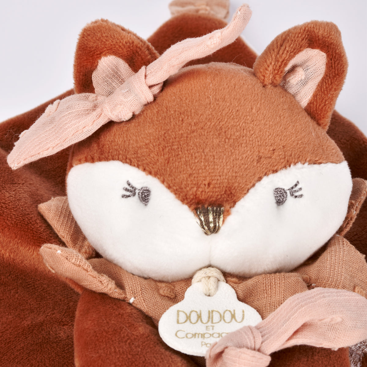 Doudou attache-sucette renard Mina – idéal en cadeau de naissance