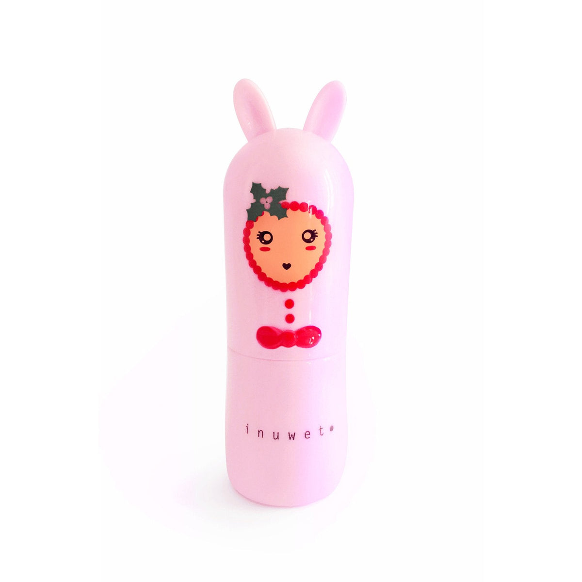 Baume à lèvres enfant sucre d'orge rose Inuwet Bunny Christmas, lapin de la collection de Noël