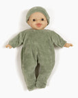 Babies - Velour sleepsuit and hat set in grey-green nikky