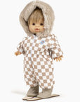 Gordis - Combinaison de ski Gigi à damier BEIGE et blanc et son pin’s “Flocon”