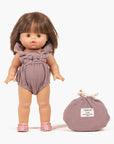 Gordis - Lou retro cotton gauze romper in pebble with pouch