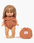 Gordis - Lou retro cotton gauze romper in marsala with pouch