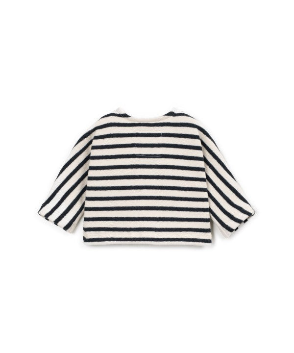 Sweat En Jersey Rayé Play Up Cocoon, col rond boutons coco