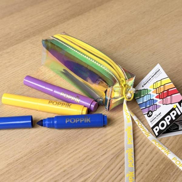 Kit 8 Feutres Jumbo + Trousse – feutres et coloriage enfant Poppik