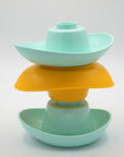 6 Turquoise and Yellow Nesting Boats