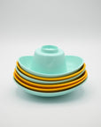 6 Turquoise and Yellow Nesting Boats