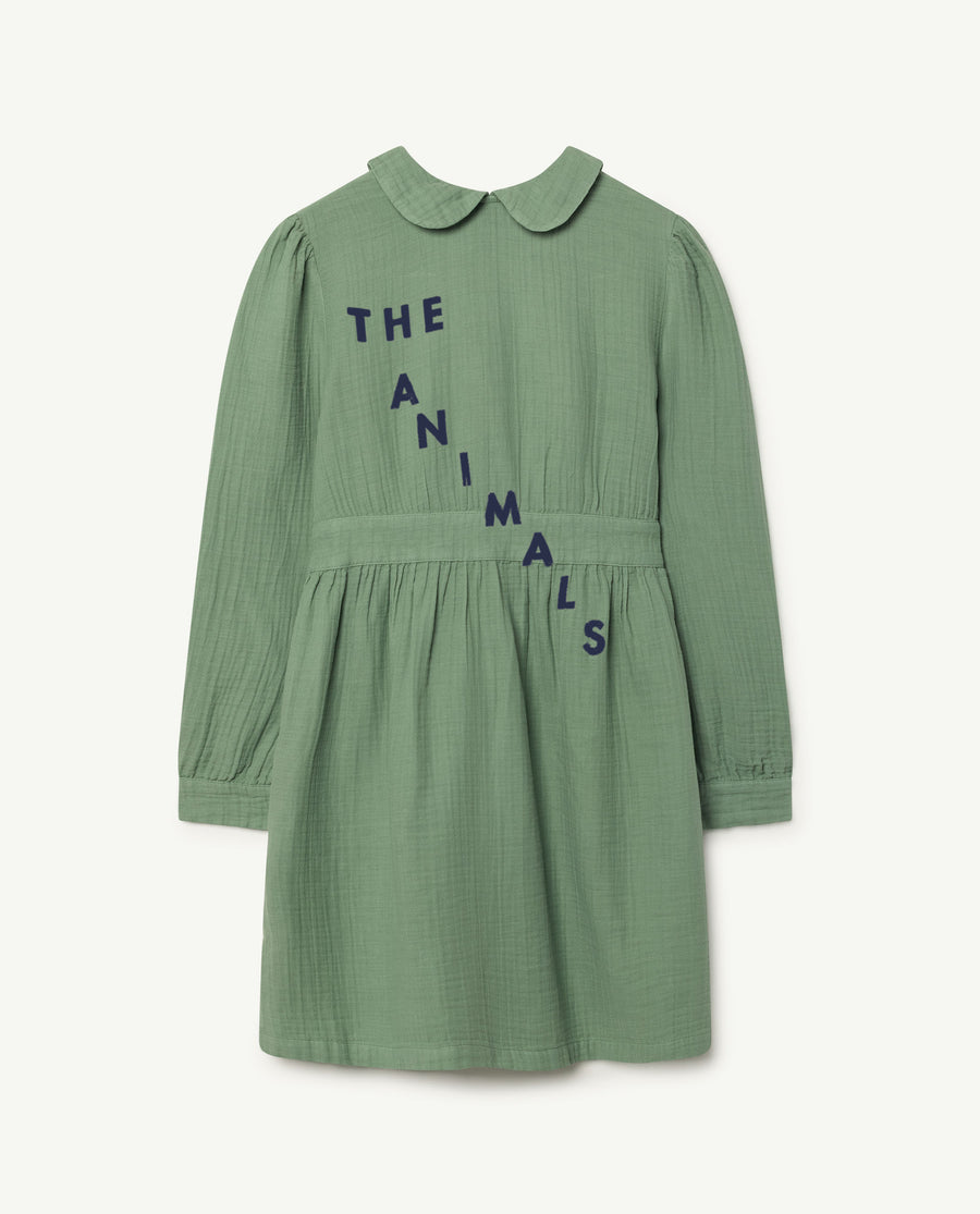 The Animals Observatory FW18 - Canary Kids Dress Green White TAO