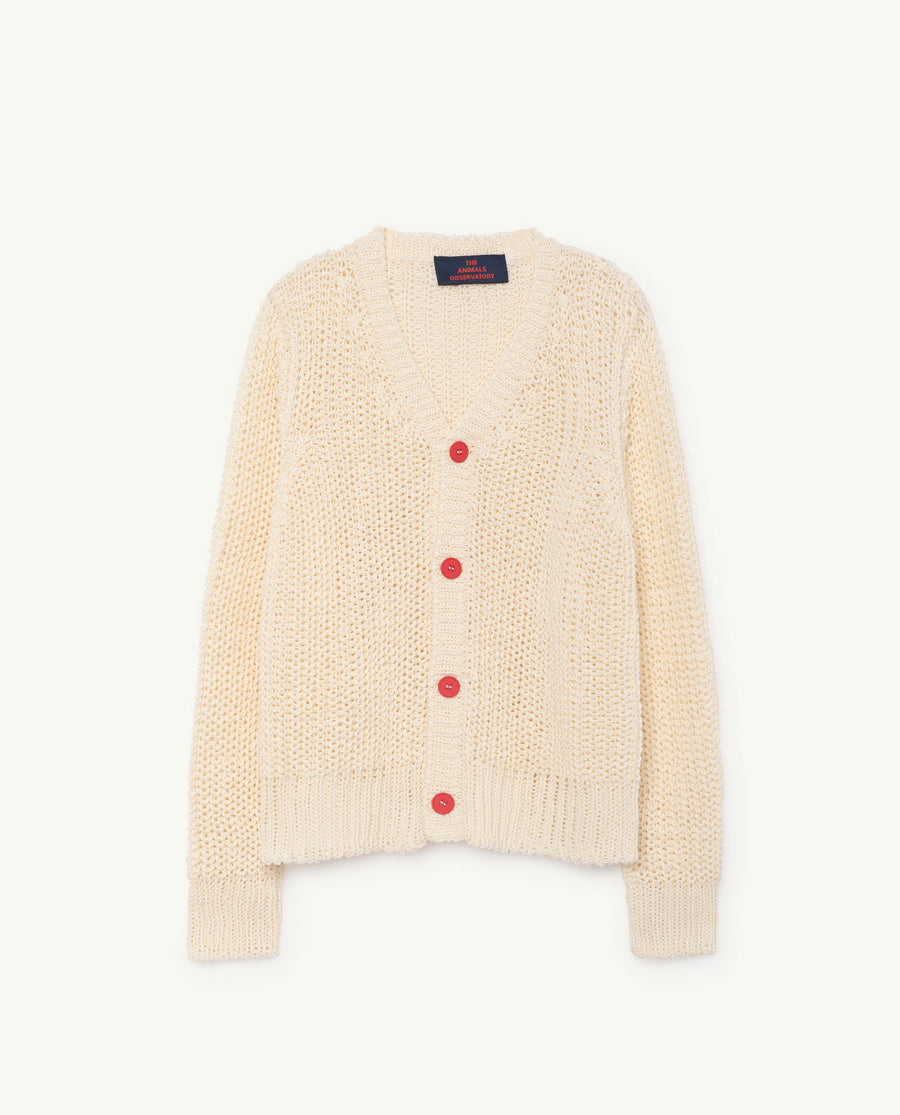 Plain Racoon Cardigan Raw White