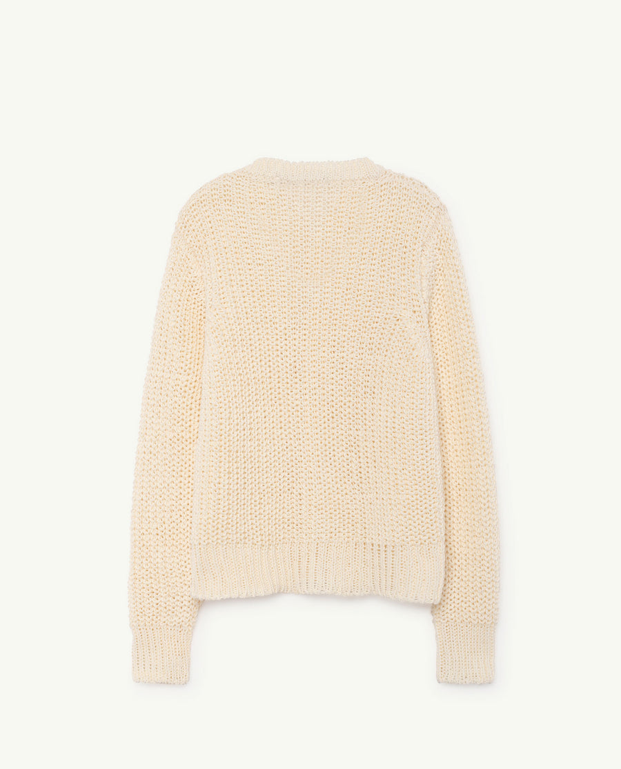 Plain Racoon Cardigan Raw White