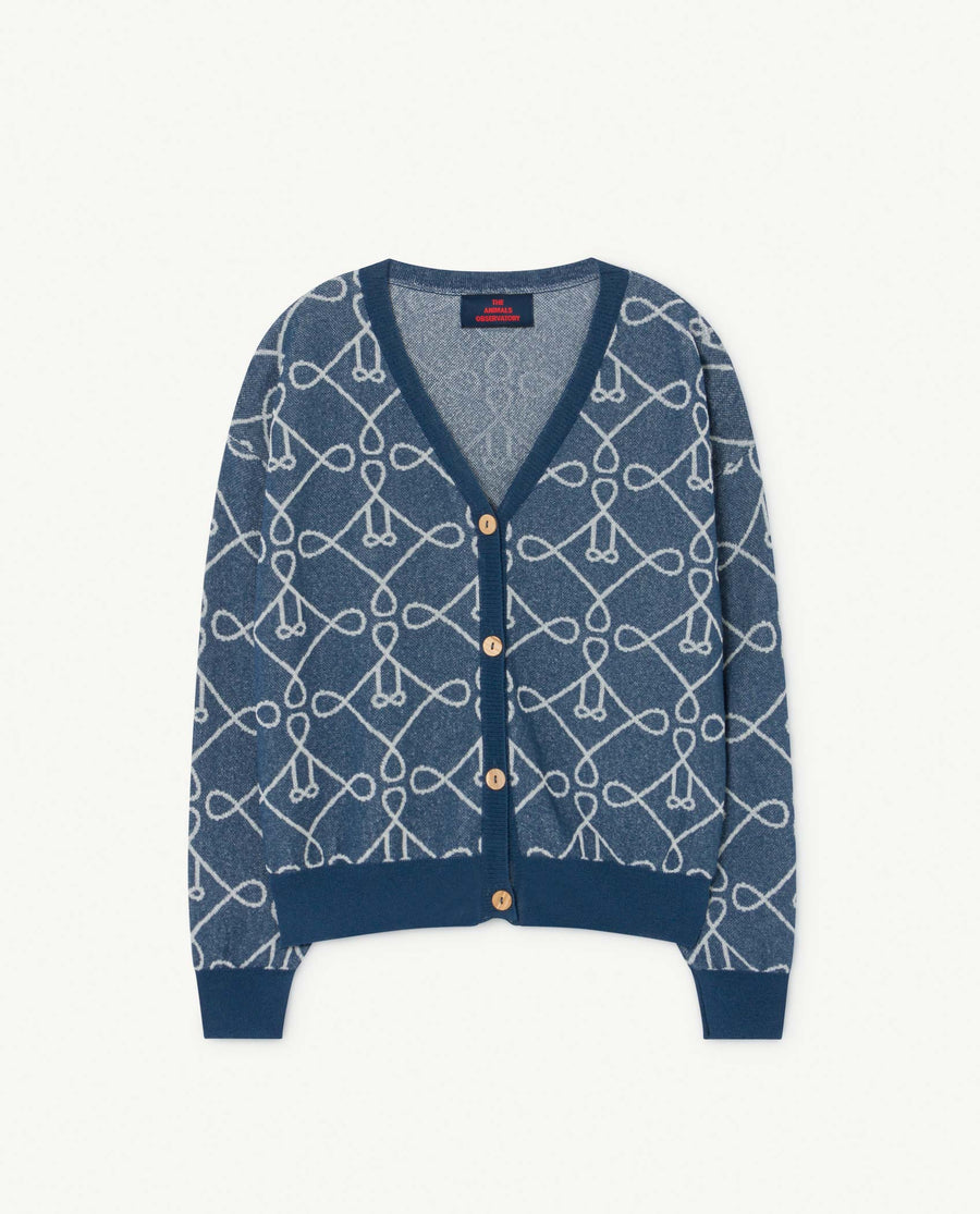 Logo Racoon Kids Cardigan Deep Blue