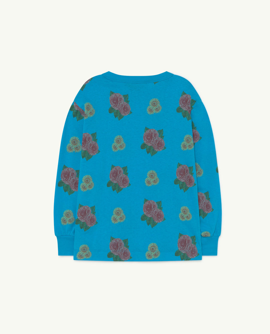 Dog Kids Sweatshirt Blue Flowers