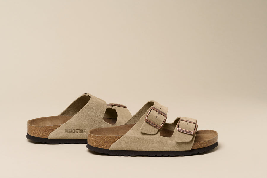 Arizona Suede Leather Taupe Birkenstock