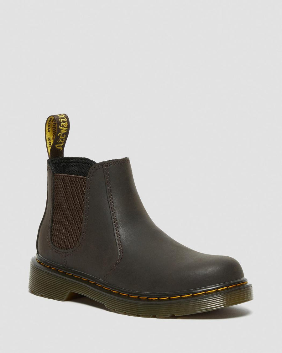 2976 Junior Leather Chelsea Boots Dark Brown Wildhorse Lamper Dr. Martens