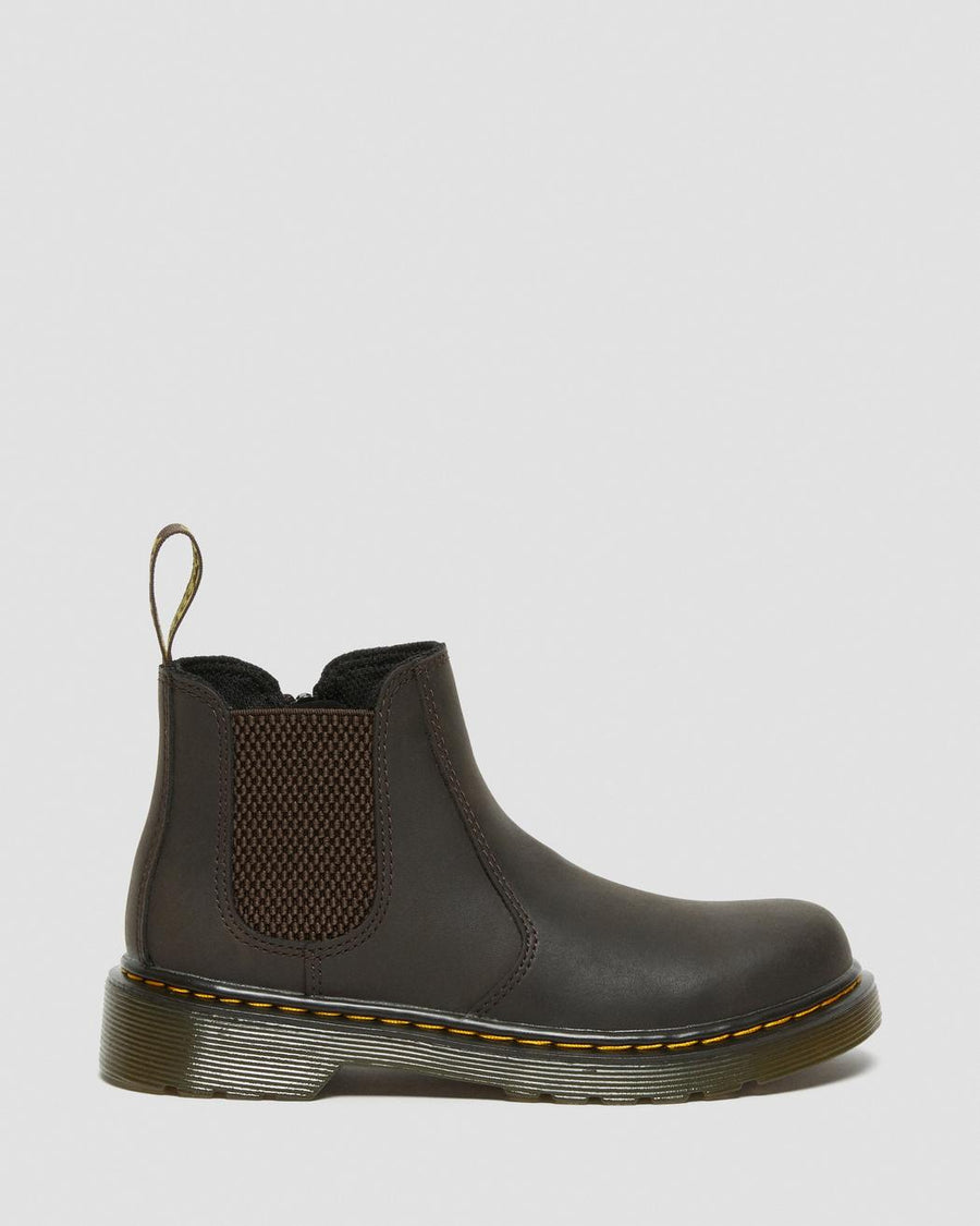 2976 Junior Leather Chelsea Boots Dark Brown Wildhorse Lamper Dr. Martens