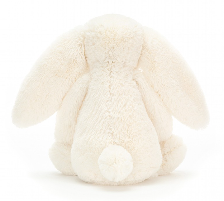 Peluche Bashful Cream Bunny Original Jellycat, vue de dos, avec la queue ronde