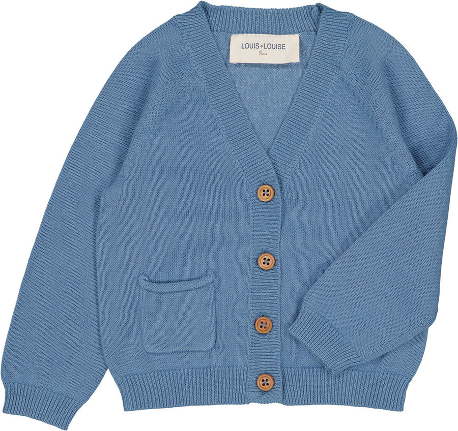 Cardigan Hubert Knitted Cotton Blue