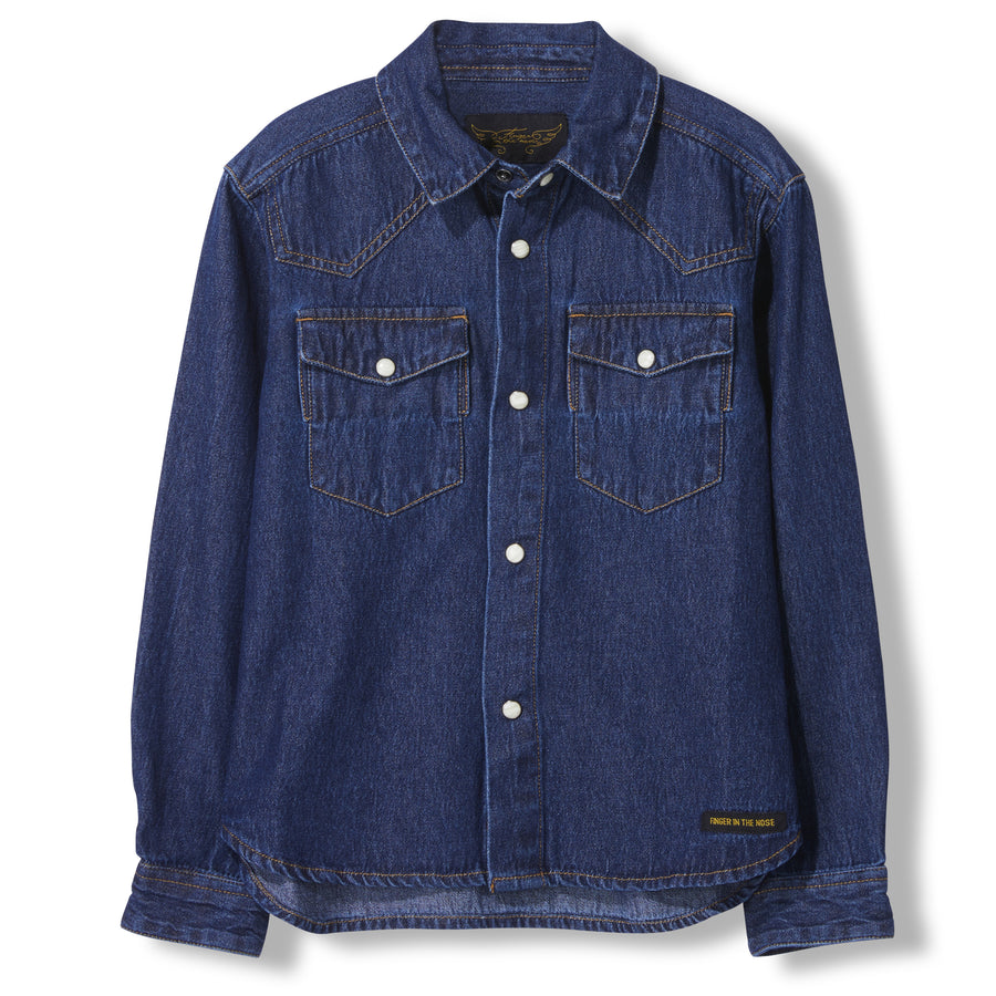 DUSK Blue Denim -  Woven Long Sleeve Shirt