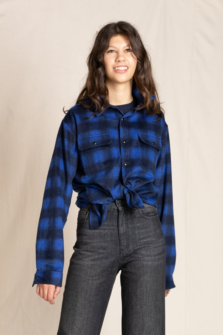 Finger in the Nose - Electric Blue Checkers Long Sleeve Shirt