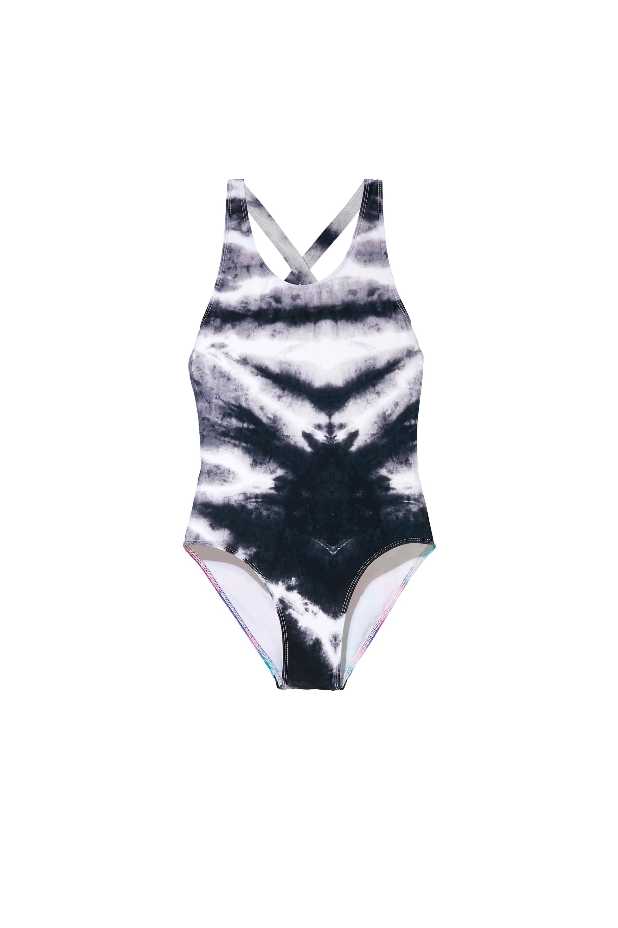 OLIVIA Off White Ash Black Tie Dye Swimsuit