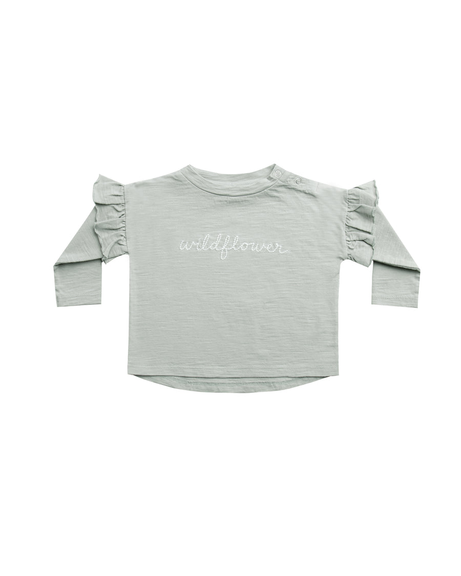 Ruffle Longsleeve Tee Wildflower Blue Fog