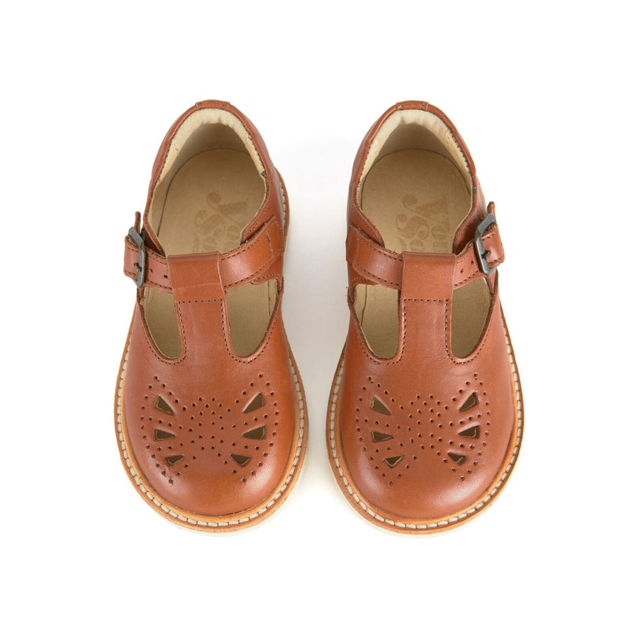 Rosie T-Bar Chestnut Brown Leather